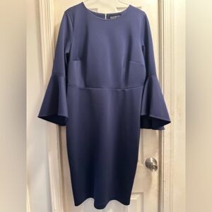 Elegant Blue Flared Sleeve Dress